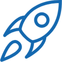 Pictogramă rachetă albastră pe un fundal alb optimizat pentru SEO. Pictogramă rachetă albastră pe un fundal alb optimizat pentru SEO.