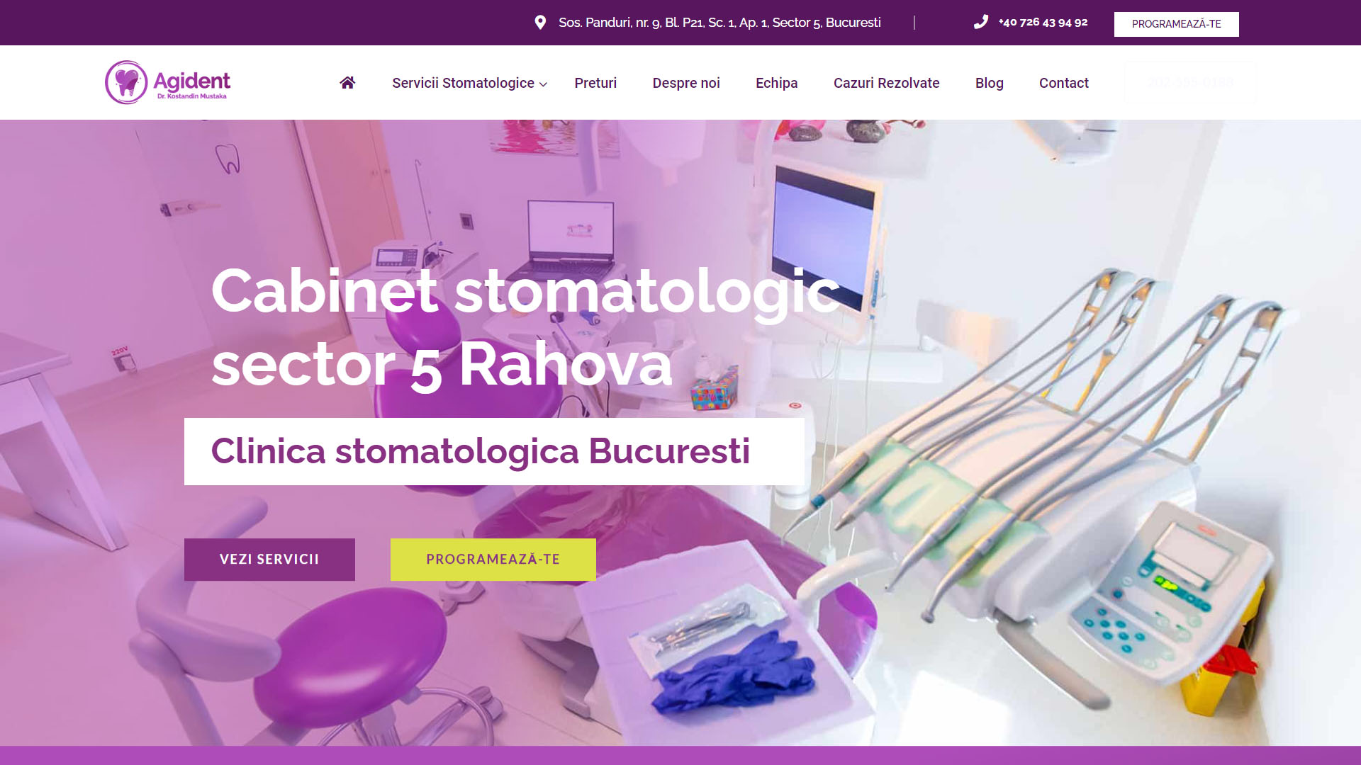 Un site web pentru o clinică dentară.