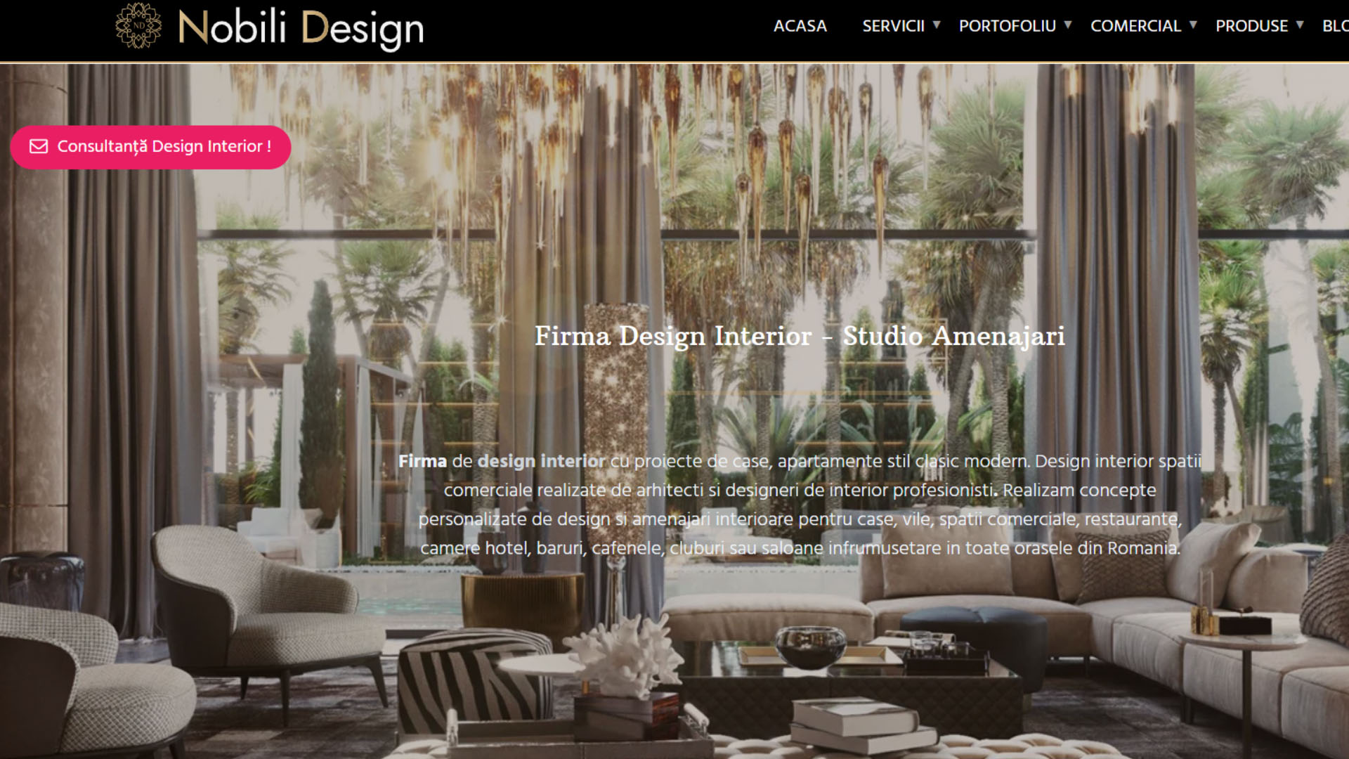 Un site web design pentru o cameră de zi.