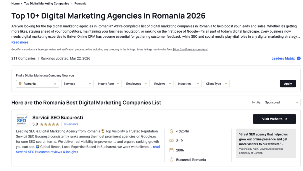 Romania Best Digital Marketing Companies List