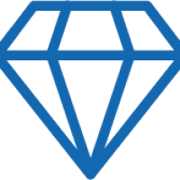 Un logo cu diamant albastru optimizat pentru SEO pret pe un fundal negru.